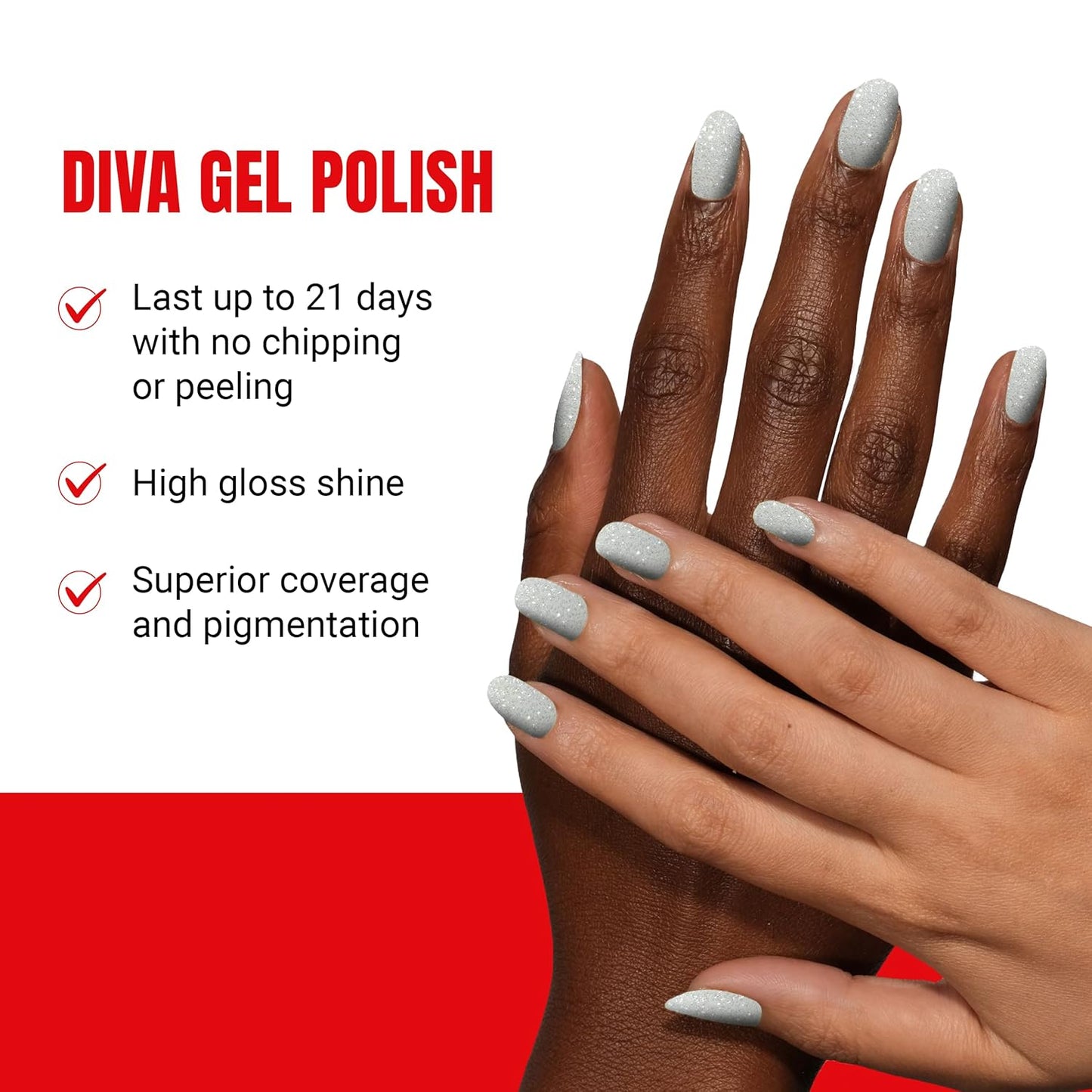 DND Gel Diva Polish Set - 1 each of Gel Polish and Nail Polish, 001 Icy Glitz, 0.5 Fl Oz