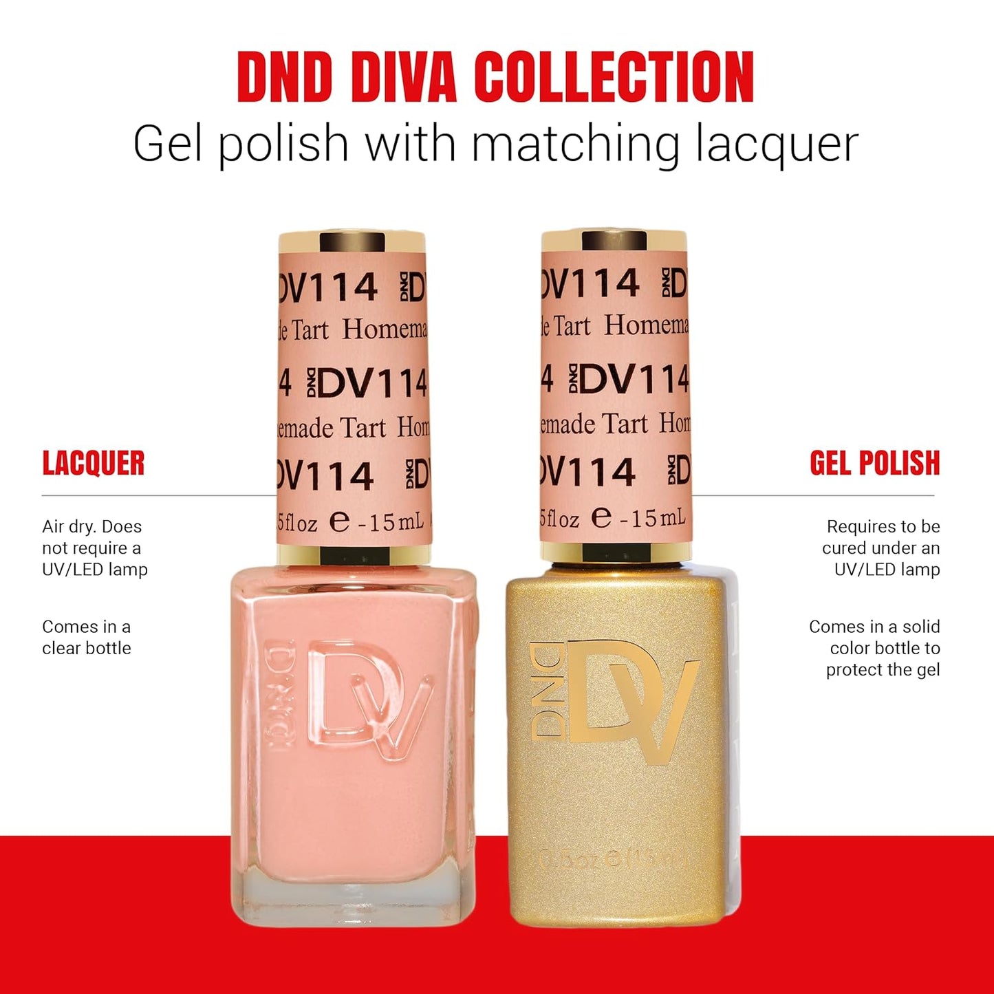 DND Gel Diva Polish Set - 1 each of Gel Polish and Nail Polish, 114 Homemade Tart, 0.5 Fl Oz