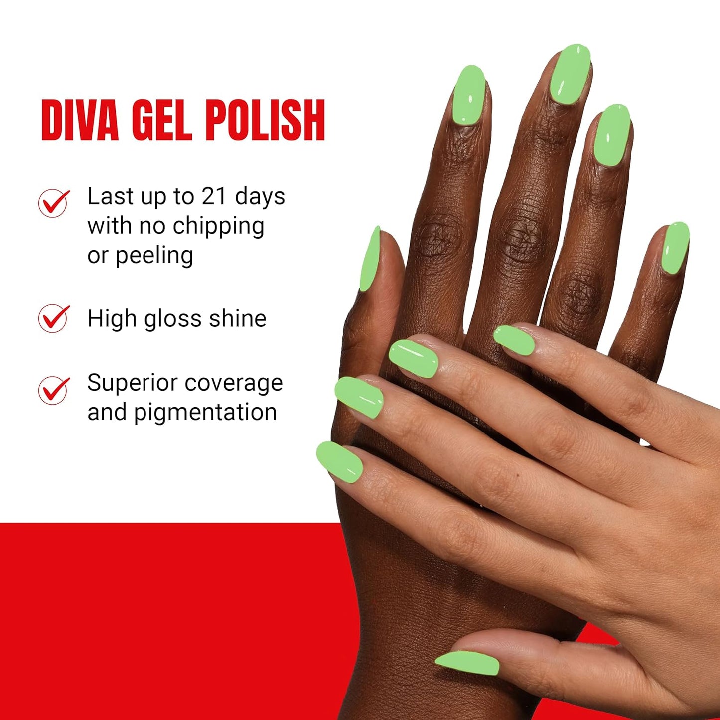 DND Gel Diva Polish Set - 1 each of Gel Polish and Nail Polish, 119 Voo-DEW Green, 0.5 Fl Oz