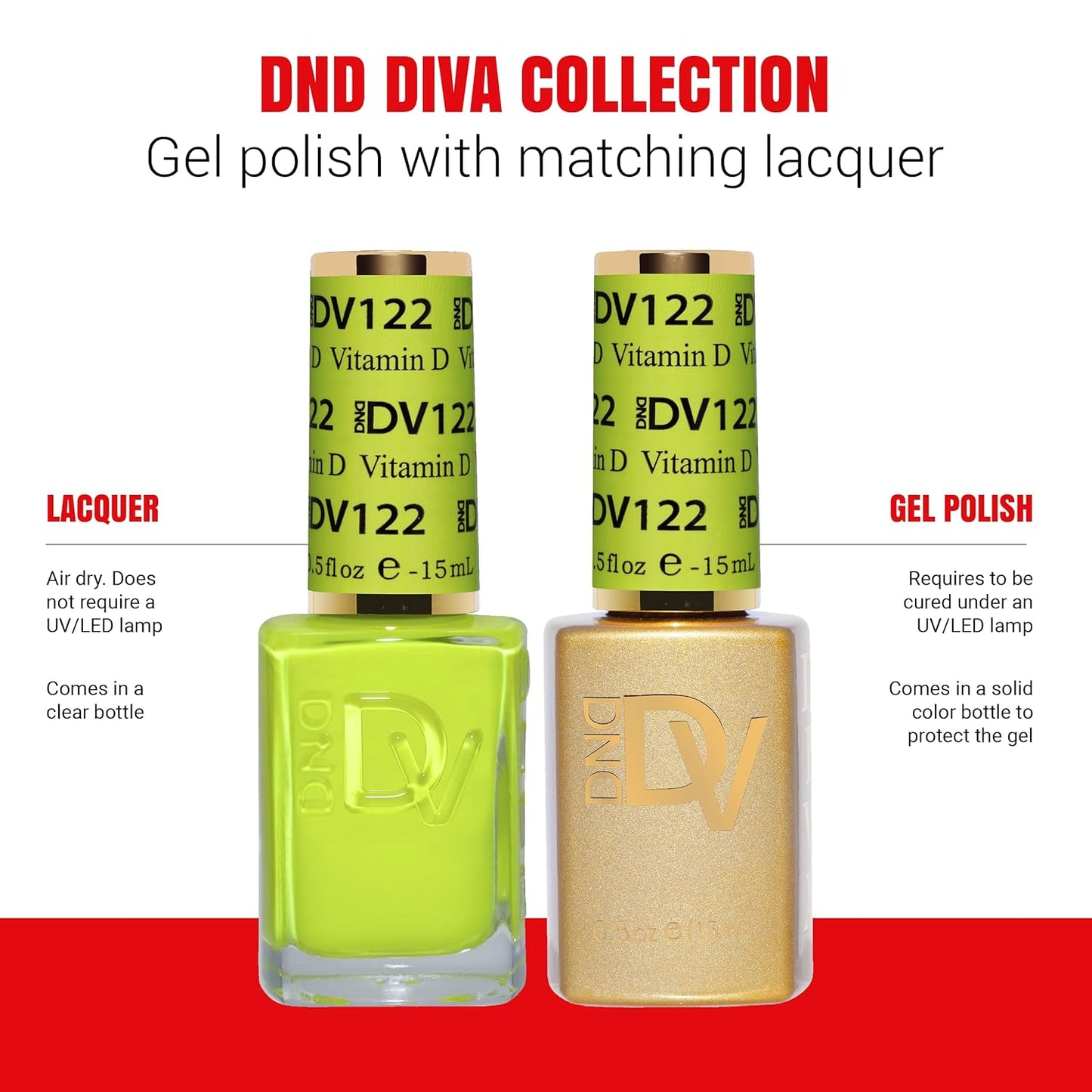 DND Gel Diva Polish Set - 1 each of Gel Polish and Nail Polish, 122 Vitamin D, 0.5 Fl Oz