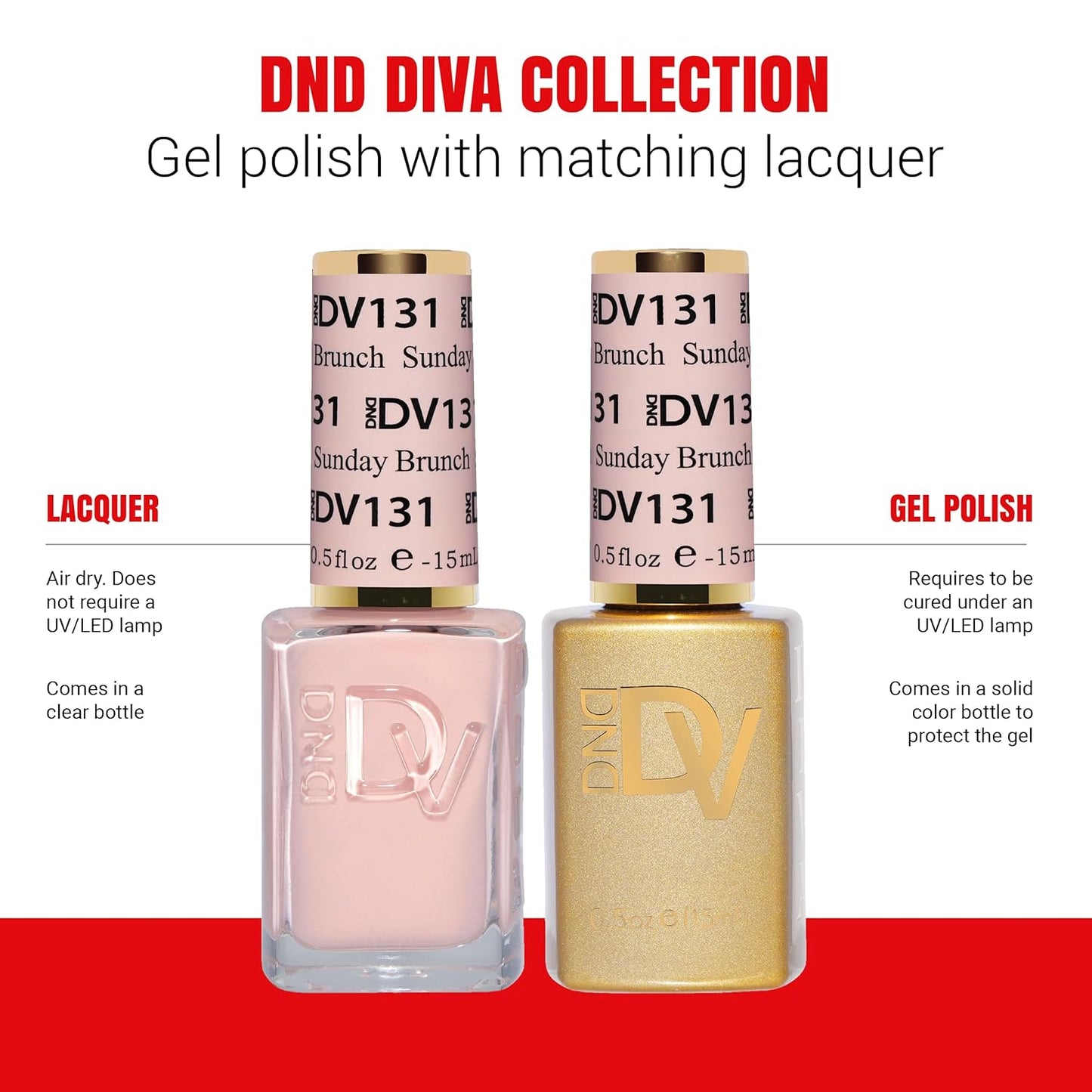 DND Gel Diva Polish Set - 1 each of Gel Polish and Nail Polish, 131 Sunday Brunch, 0.5 Fl Oz