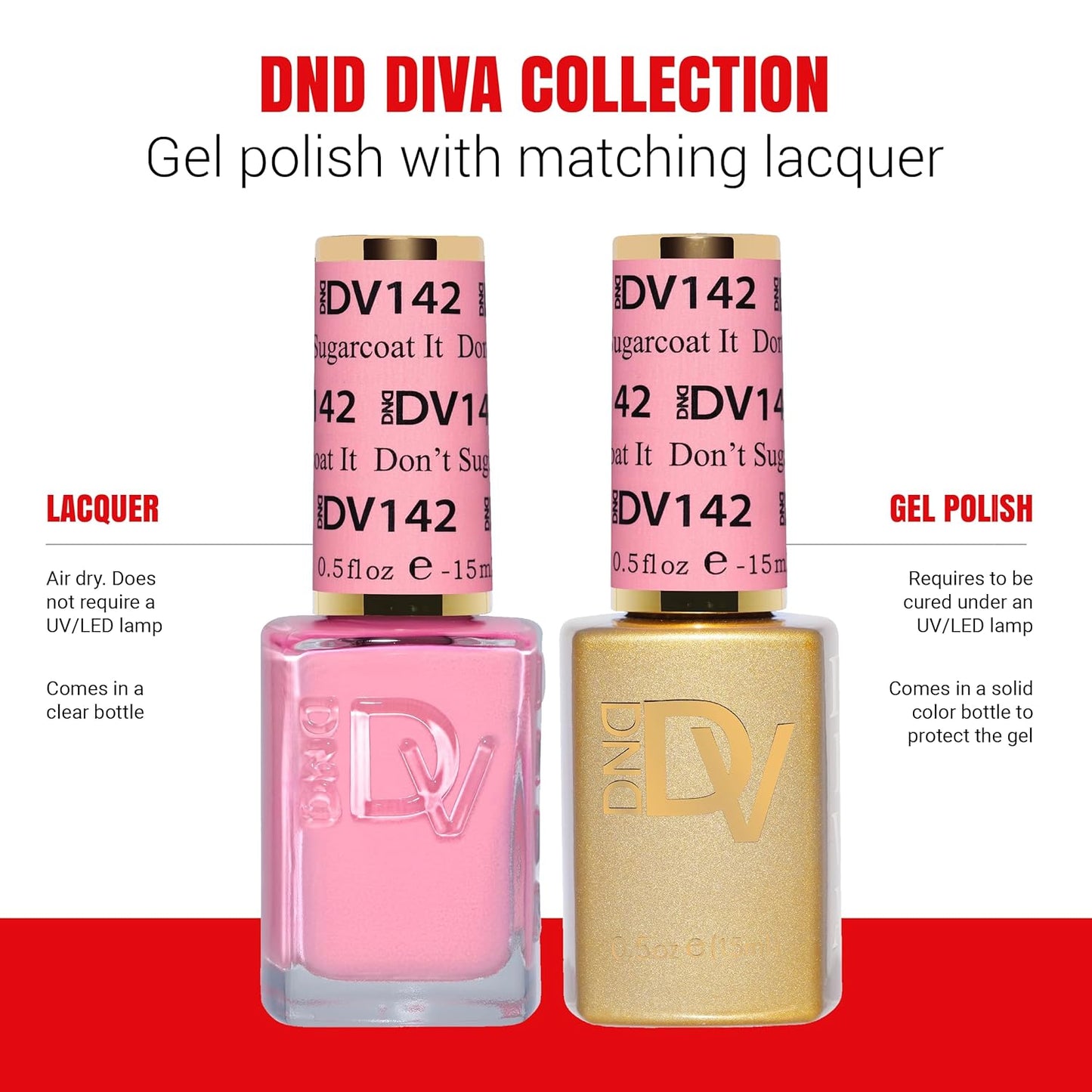 DND Gel Diva Polish Set - 1 each of Gel Polish and Nail Polish, 142 Don’t Sugarcoat It, 0.5 Fl Oz