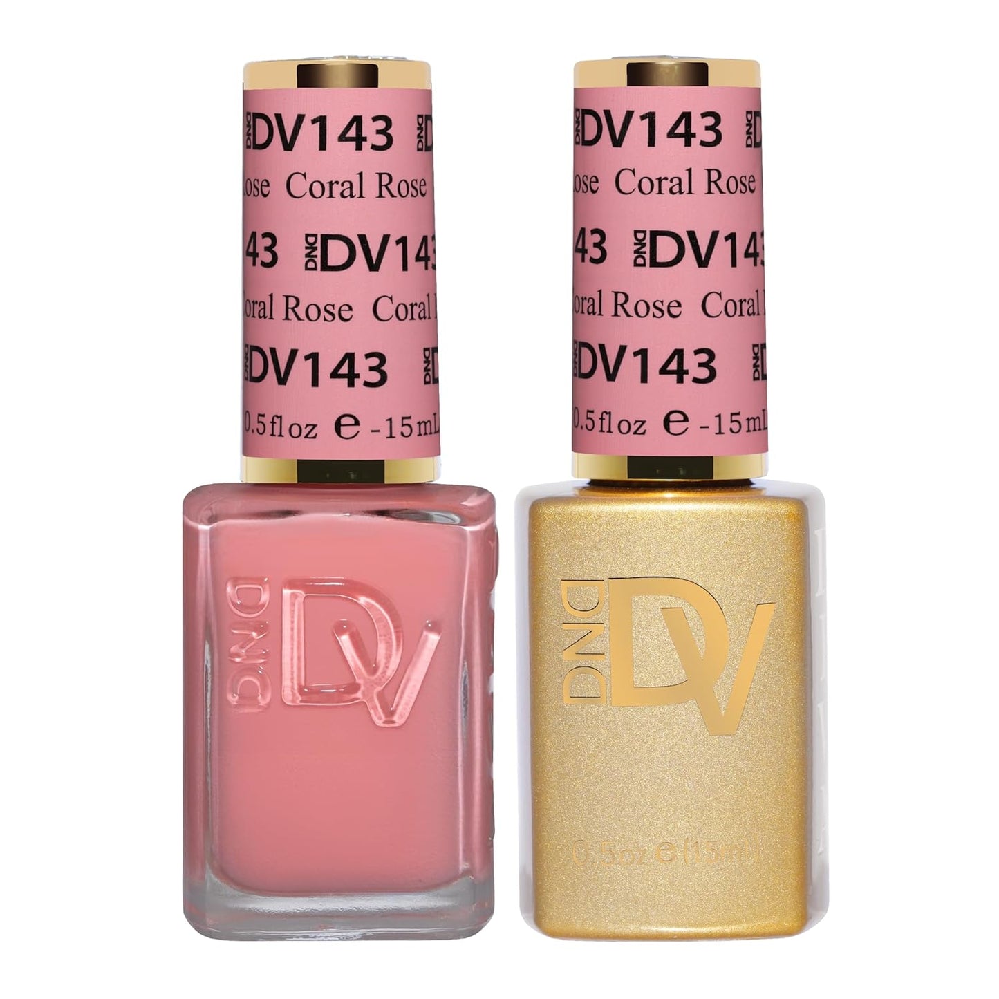 DND Gel Diva Polish Set - 1 each of Gel Polish and Nail Polish, 143 Coral Rose, 0.5 Fl Oz