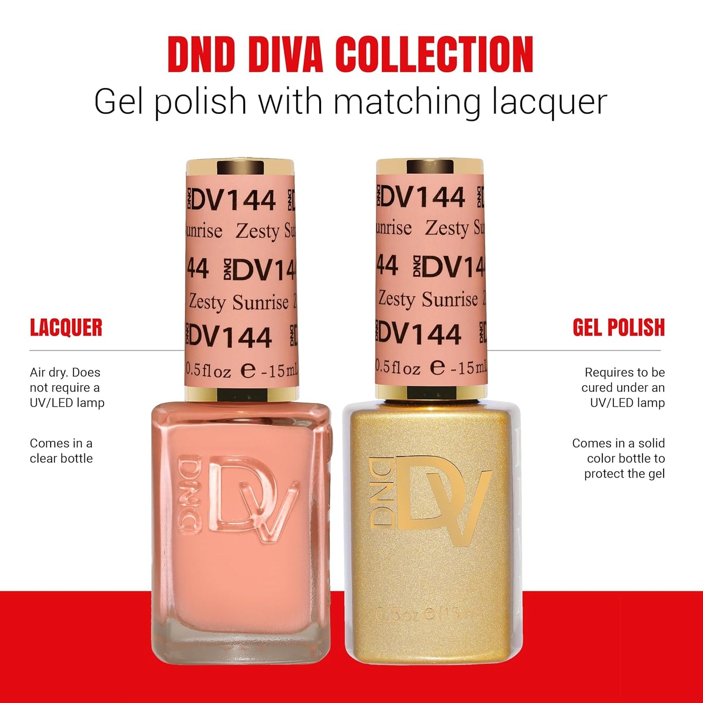 DND Gel Diva Polish Set - 1 each of Gel Polish and Nail Polish, 144 Zesty Sunshine, 0.5 Fl Oz