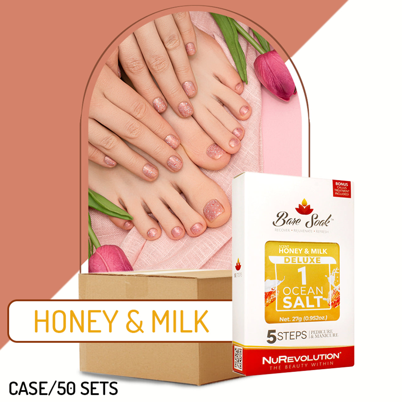 NR Bare Soak 5in1 Honey&Milk Cs/50 ($1.25 each kit) (5 packs/kit)