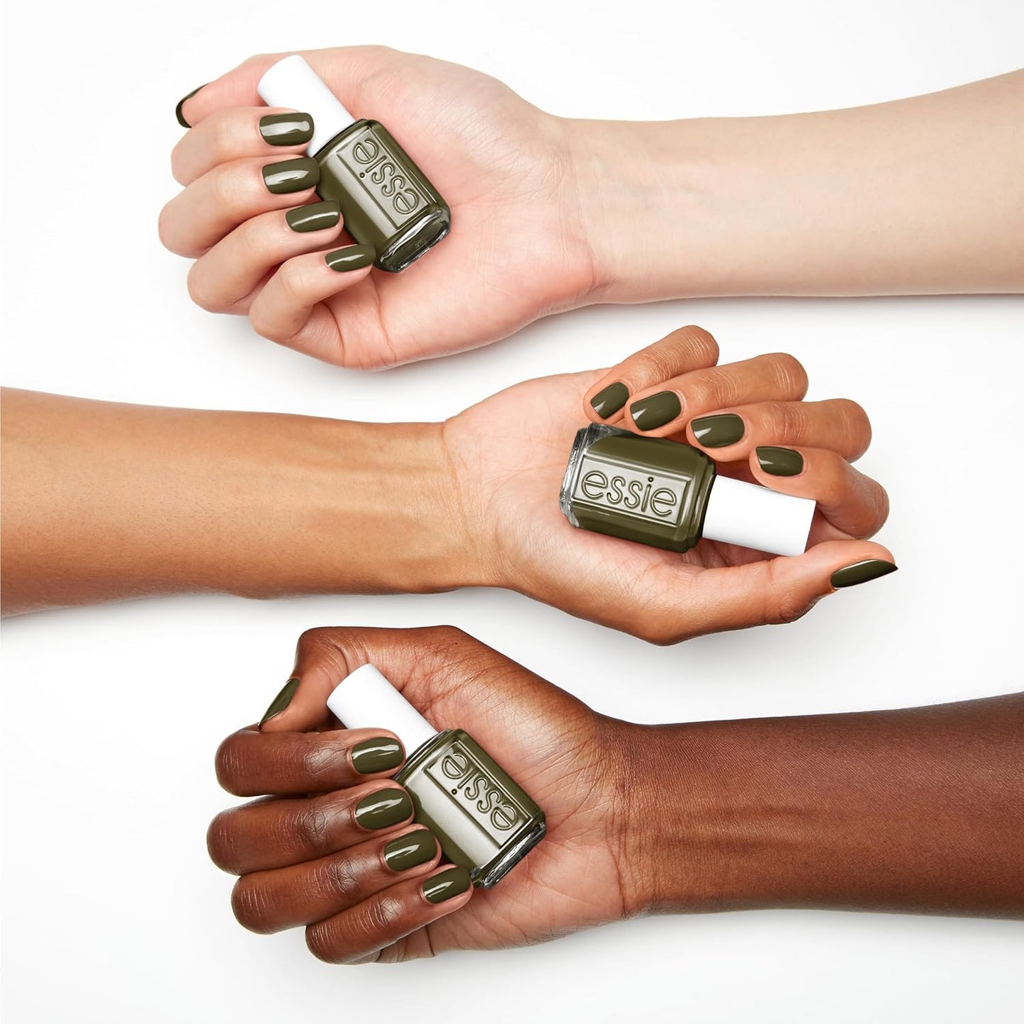 essie Salon-Quality Nail Polish, Vegan, Fall 2023, Olive Green, Meet Me at Midnight, 0.46 fl oz