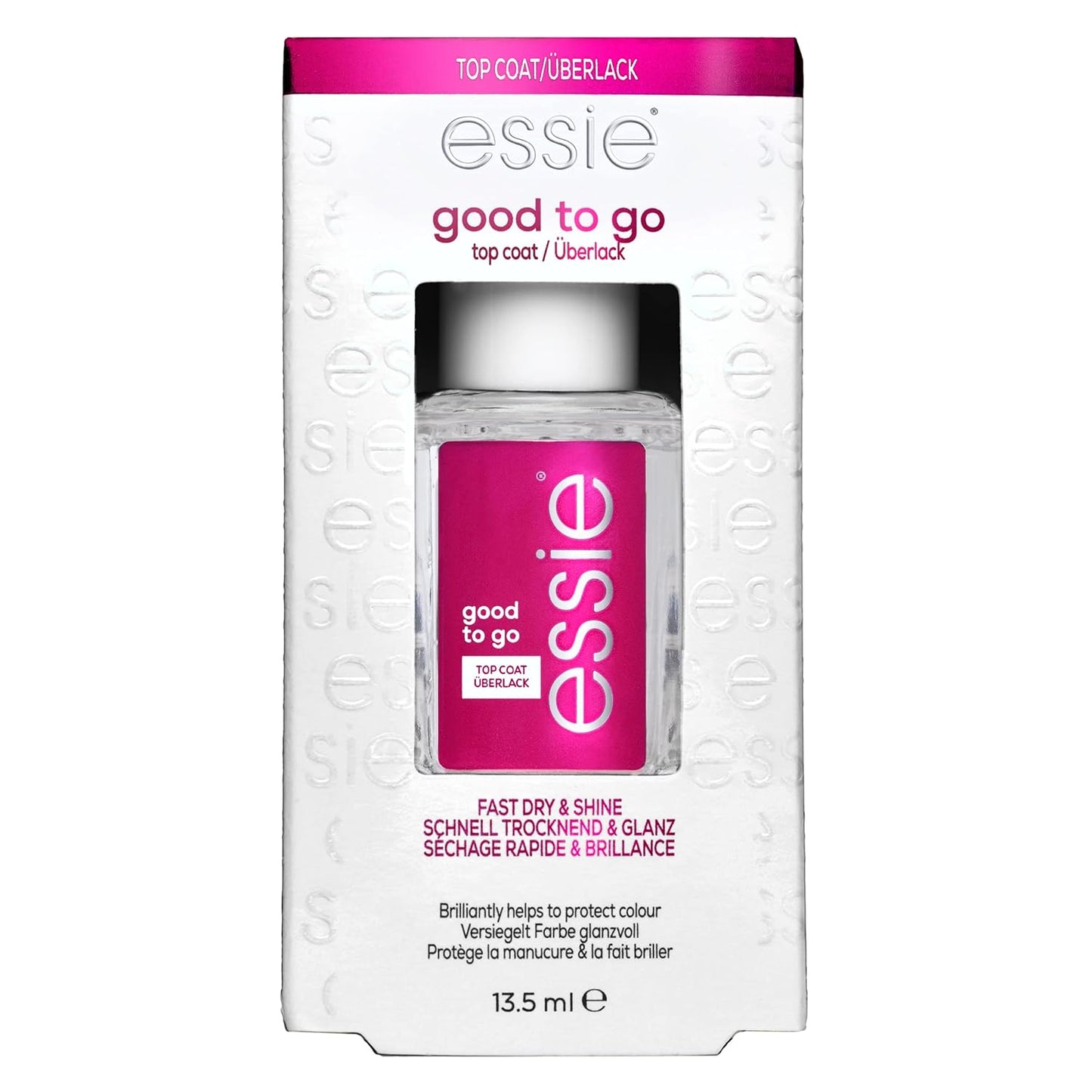 essie Nail Care, 8-Free Vegan, Good To Go Top Coat, fast dry and shine nail polish, 0.46 fl oz