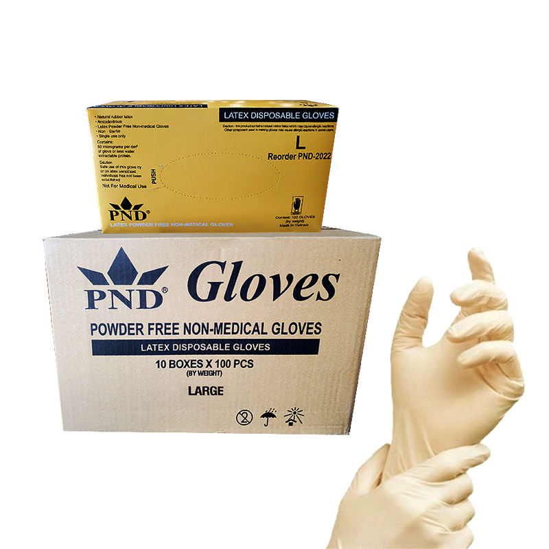 PND Latex Disposable Glove Case/10boxes - Large Size (Net:$6.00/box)