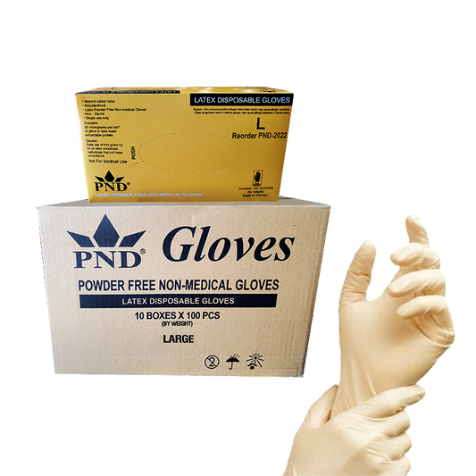 PND Latex Disposable Glove Case/10boxes - Large Size (Net:$6.00/box)