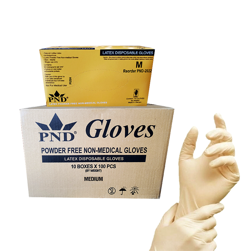 PND Latex Disposable Glove Case/10boxes - Medium Size (Net:$6.00/box)