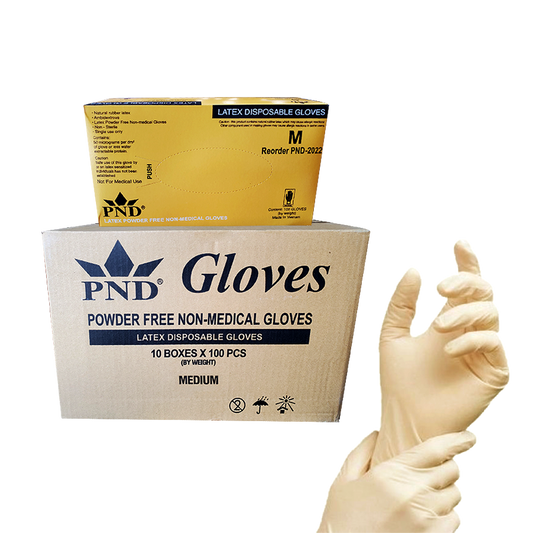 PND Latex Disposable Glove Case/10boxes - Medium Size (Net:$6.00/box)