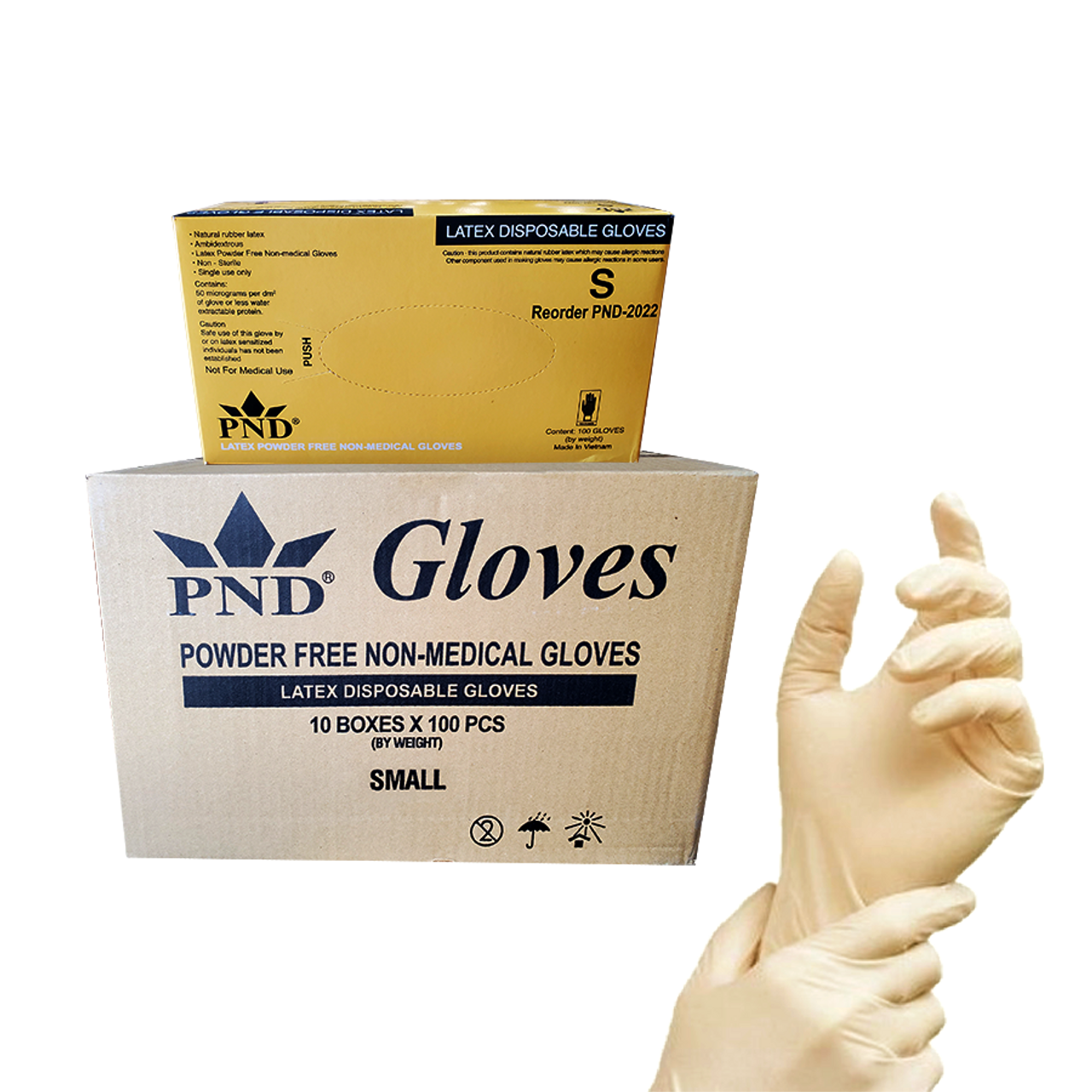 PND Latex Disposable Glove Case/10boxes - Small Size (Net:$6.00/box)