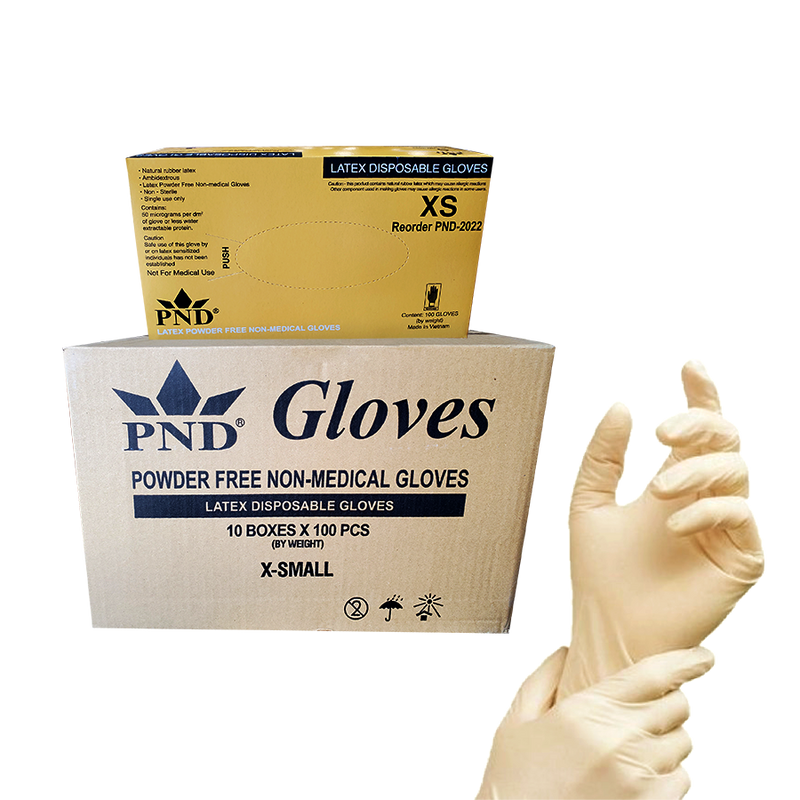 PND Latex Disposable Glove Case/10boxes - XSmall Size (Net:$6.00/box)