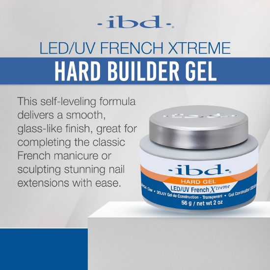 Picture of ibd Hard Gel for Nails – LED/UV French Xtreme Clear Builder Gel, Ideal for Nail Extensions, 2 oz