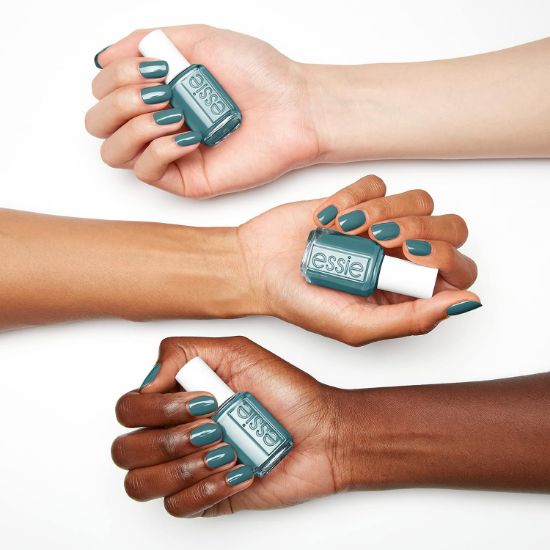Picture of essie Nail Polish, Cream Finish, Transcend the Trend, Muted Teal-Blue, 8-Free Vegan, 0.46 fl. oz.