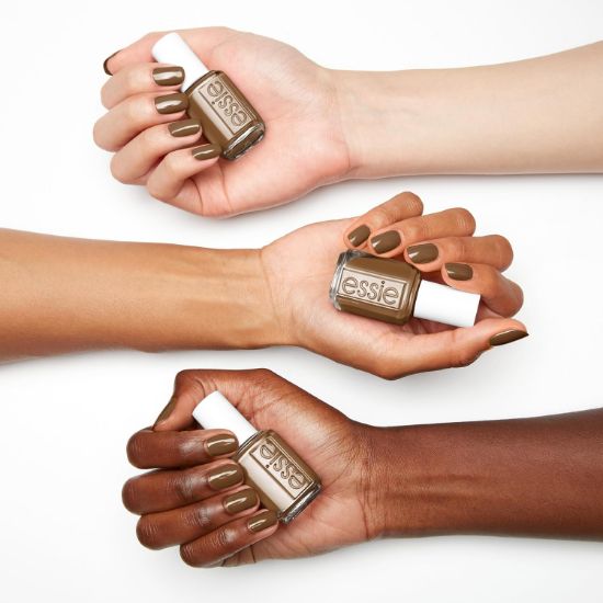 Picture of essie vegan nail polish, Off The Grid, fall 2022 collection, warm, mushroom brown
