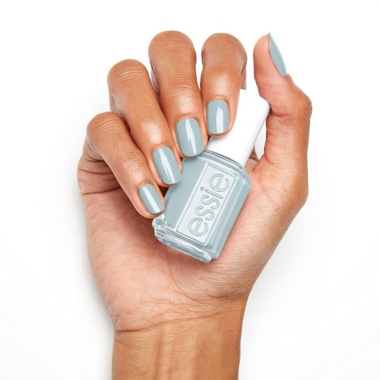 Picture of essie nail polish, limited edition spring 2022 collection, pastel blue nail color with a cream finish, 8-free vegan formula, flight of fantasy, 0.46 fl oz